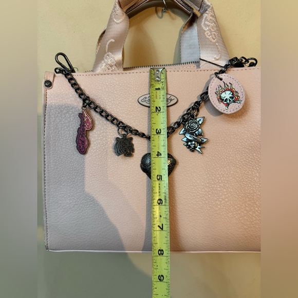 Ed Hardy Light Pink Satchel with Charm Chain - Picture 6 of 10